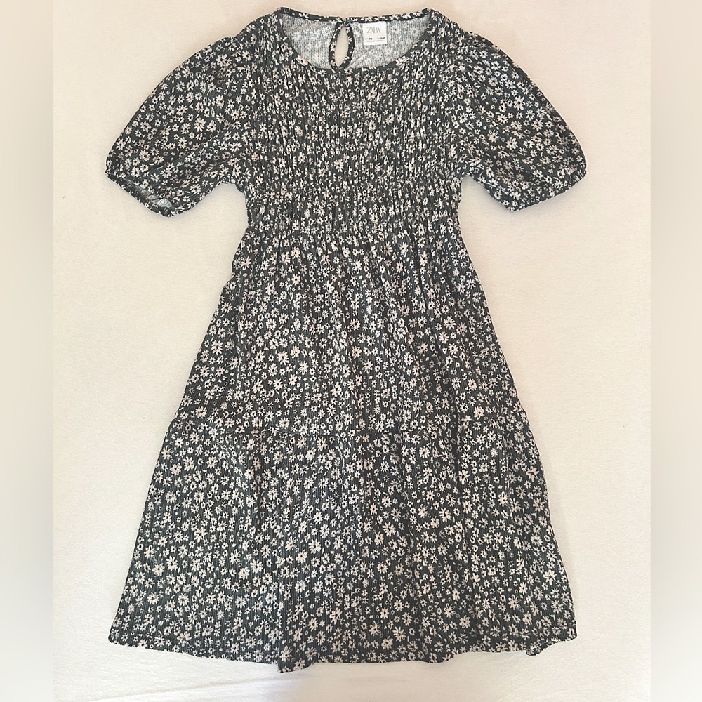 Zara kids floral pattern dress in green
